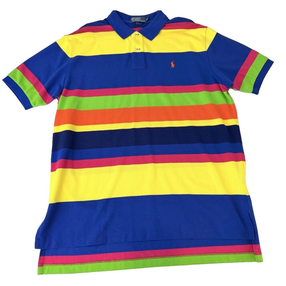 Polo Ralph Lauren XL Multicolor Stripe Polo Shirt Multicolor Cotton